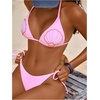 image:imageMakeMeChic Womens Triangle Bikini Sets Halter Seashell Pearls Tie Side Thong SwimsuitsPink
