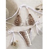 image:imageMakeMeChic Womens Triangle Bikini Swim Sets Snakeskin Print Halter Tie Back Thong 2 Piece SwimsuitBrown