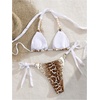 image:imageMakeMeChic Womens Triangle Bikini Swim Sets Snakeskin Print Halter Tie Back Thong 2 Piece SwimsuitBrown