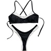 image:imageMAKEMECHIC Womens 2 Piece Summer Swimsuit Color Block Criss Cross High Cut Cheeky Beach Micro Bikini SetsBlack and White
