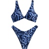 image:imageMakeMeChic Womens 2 Piece Summer Bikini Sets Graphic Twisted Tie Back Sleeveless Swimsuit BeachwearBlue