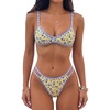 image:imageMakeMeChic Womens Micro Tanning Bikini Sets Cheetah Gingham Sexy Tiny Bathing Suit SwimsuitYellow Blue Floral