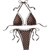 image:imageMakeMeChic Womens Polka Dots Triangle Bikini Sets Halter Tie Side Thong Bathing SuitBrown