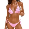 image:imageMakeMeChic Womens Triangle Bikini Sets Halter Seashell Pearls Tie Side Thong SwimsuitsPink