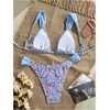 image:imageMAKEMECHIC Womens Floral Bikini Set Plaid Triangle High Cut 2 Piece Bathing SuitMulticolor