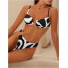image:imageMakeMeChic Womens 2 Piece Bikini Set Graphic Tie Backless Metal High Cut Bathing SuitBlack and White