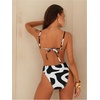 image:imageMakeMeChic Womens 2 Piece Bikini Set Graphic Tie Backless Metal High Cut Bathing SuitBlack and White