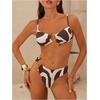 image:imageMakeMeChic Womens 2 Piece Bikini Set Graphic Tie Backless Metal High Cut Bathing SuitMulticolor