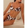image:imageMakeMeChic Womens 2 Piece Bikini Set Graphic Tie Backless Metal High Cut Bathing SuitMulticolor