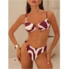 image:imageMakeMeChic Womens 2 Piece Bikini Set Graphic Tie Backless Metal High Cut Bathing SuitMulticolor C