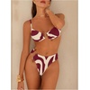 image:imageMakeMeChic Womens 2 Piece Bikini Set Graphic Tie Backless Metal High Cut Bathing SuitMulticolor C