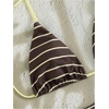 image:imageMakeMeChic Womens 2 Piece Bikini Sets Striped Halter Swimsuit Triangle Tie Back Boyshorts Bathing SuitChocolate Brown
