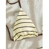 image:imageMakeMeChic Womens 2 Piece Bikini Sets Striped Halter Swimsuit Triangle Tie Back Boyshorts Bathing SuitLight Yellow