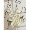 image:imageMakeMeChic Womens 2 Piece Bikini Sets Striped Halter Swimsuit Triangle Tie Back Boyshorts Bathing SuitLight Yellow