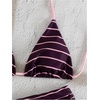 image:imageMakeMeChic Womens 2 Piece Bikini Sets Striped Halter Swimsuit Triangle Tie Back Boyshorts Bathing SuitMulticolor