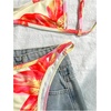 image:imageMakeMeChic Womens 2 Piece Summer Swimsuit Floral Print Tie Backless High Cut Beach Micro Bikini SetsMulticolor