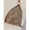 image:imageMakeMeChic Womens 3 Piece Bikini Sets Halter Crochet Beaded Triangle Swimsuit with Cover Up SkirtBrown