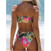 image:imageMakeMeChic Womens Bandeau Bikini Sets Strapless Tropical Print High Cut 2 Piece Bathing SuitMulticolor