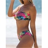 image:imageMakeMeChic Womens Bandeau Bikini Sets Strapless Tropical Print High Cut 2 Piece Bathing SuitMulticolor