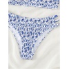 image:imageMakeMeChic Womens Bandeau Strapless Bikini Set Backless Floral Smocked Cut Out Two Piece Swimsuit Bathing SuitBlue