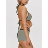 image:imageMakeMeChic Womens Bikini with Shorts Boyshort Bikini Set Halter Tie Backless Y2K Cute SwimsuitsArmy Green