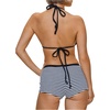 image:imageMakeMeChic Womens Bikini with Shorts Boyshort Bikini Set Halter Tie Backless Y2K Cute SwimsuitsBlack and White