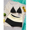 image:imageMakeMeChic Womens Bikini with Shorts Boyshort Bikini Set Halter Tie Backless Y2K Cute SwimsuitsBlack and White B