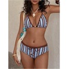 image:imageMakeMeChic Womens Bikini with Shorts Boyshort Bikini Set Halter Tie Backless Y2K Cute SwimsuitsBlue Striped