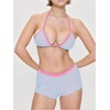 image:imageMakeMeChic Womens Bikini with Shorts Boyshort Bikini Set Halter Tie Backless Y2K Cute SwimsuitsBlue and Pink