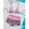 image:imageMakeMeChic Womens Bikini with Shorts Boyshort Bikini Set Halter Tie Backless Y2K Cute SwimsuitsBrown and Pink B