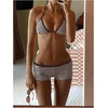 image:imageMakeMeChic Womens Bikini with Shorts Boyshort Bikini Set Halter Tie Backless Y2K Cute SwimsuitsCoffee Brown
