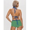 image:imageMakeMeChic Womens Bikini with Shorts Boyshort Bikini Set Halter Tie Backless Y2K Cute SwimsuitsGreen
