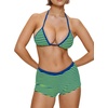 image:imageMakeMeChic Womens Bikini with Shorts Boyshort Bikini Set Halter Tie Backless Y2K Cute SwimsuitsGreen
