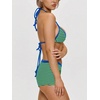 image:imageMakeMeChic Womens Bikini with Shorts Boyshort Bikini Set Halter Tie Backless Y2K Cute SwimsuitsGreen