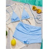 image:imageMakeMeChic Womens Bikini with Shorts Boyshort Bikini Set Halter Tie Backless Y2K Cute SwimsuitsLight Blue
