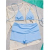 image:imageMakeMeChic Womens Bikini with Shorts Boyshort Bikini Set Halter Tie Backless Y2K Cute SwimsuitsLight Blue