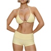 image:imageMakeMeChic Womens Bikini with Shorts Boyshort Bikini Set Halter Tie Backless Y2K Cute SwimsuitsLight Yellow