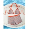 image:imageMakeMeChic Womens Bikini with Shorts Boyshort Bikini Set Halter Tie Backless Y2K Cute SwimsuitsOrange