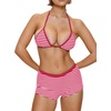 image:imageMakeMeChic Womens Bikini with Shorts Boyshort Bikini Set Halter Tie Backless Y2K Cute SwimsuitsPink