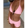 image:imageMakeMeChic Womens Bikini with Shorts Boyshort Bikini Set Halter Tie Backless Y2K Cute SwimsuitsPink B