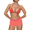 image:imageMakeMeChic Womens Bikini with Shorts Boyshort Bikini Set Halter Tie Backless Y2K Cute SwimsuitsRed