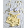 image:imageMakeMeChic Womens Bikini with Shorts Boyshort Bikini Set Halter Tie Backless Y2K Cute SwimsuitsYellow B