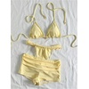 image:imageMakeMeChic Womens Bikini with Shorts Boyshort Bikini Set Halter Tie Backless Y2K Cute SwimsuitsYellow B