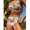 image:imageMakeMeChic Womens Boho Bikini Set Underwire Tie Back High Waist Two Piece SwimsuitMulticolor