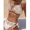 image:imageMakeMeChic Womens Floral Boho Crochet Bikini Sets Tie Side 2 Piece Bathing SuitBeige