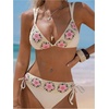 image:imageMakeMeChic Womens Floral Boho Crochet Bikini Sets Tie Side 2 Piece Bathing SuitBeige