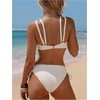 image:imageMakeMeChic Womens Floral Boho Crochet Bikini Sets Tie Side 2 Piece Bathing SuitBeige