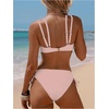 image:imageMakeMeChic Womens Floral Boho Crochet Bikini Sets Tie Side 2 Piece Bathing SuitPink