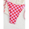 image:imageMakeMeChic Womens Floral Sequin Colorful Striped Triangle Thong Bikini Sets Halter String Swimsuit Bathing SuitPlaid Red White