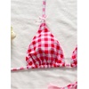 image:imageMakeMeChic Womens Gingham Bow String Bikini Sets Triangle Thong Swimsuit with Beach Mini ShortsMulticolor